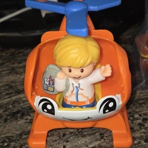 Little People Orange Kids Helicopter Toy with Blonde Pilot